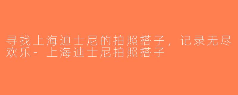 寻找上海迪士尼的拍照搭子，记录无尽欢乐-上海迪士尼拍照搭子