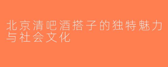北京清吧酒搭子的独特魅力与社会文化
