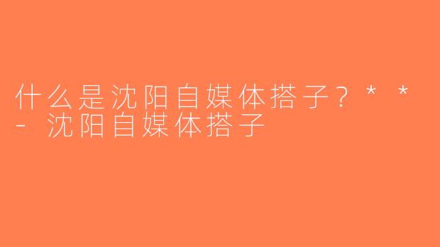 什么是沈阳自媒体搭子？**-沈阳自媒体搭子