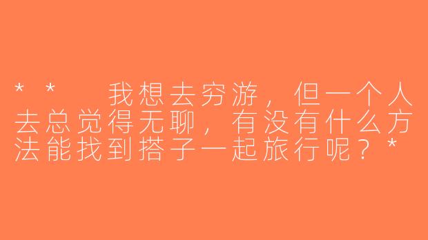 ** 我想去穷游，但一个人去总觉得无聊，有没有什么方法能找到搭子一起旅行呢？**