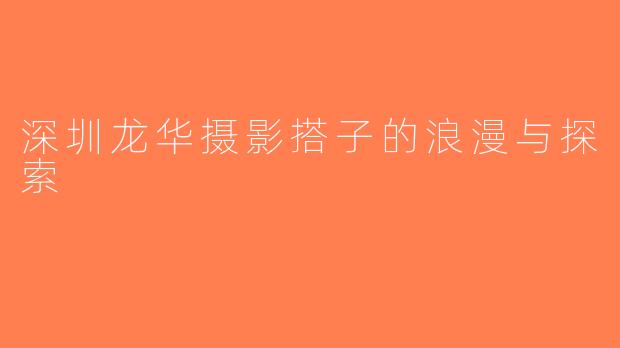 深圳龙华摄影搭子的浪漫与探索