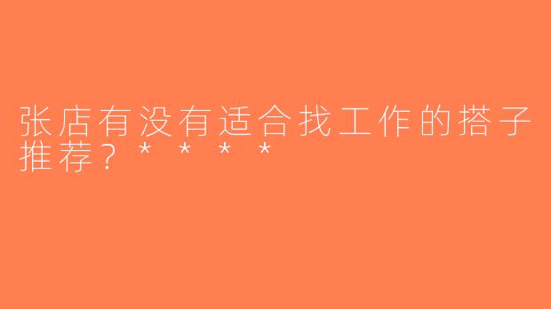 张店有没有适合找工作的搭子推荐？****