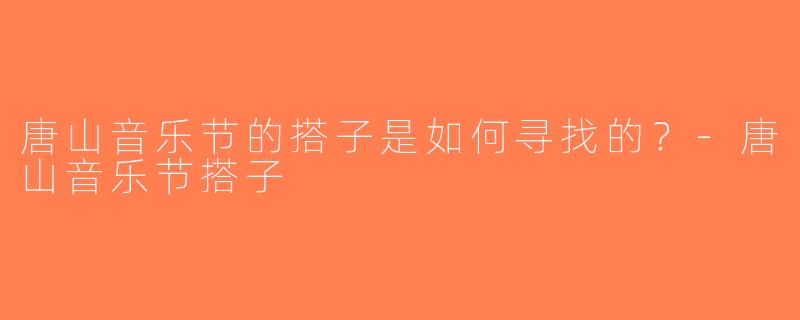 唐山音乐节的搭子是如何寻找的？-唐山音乐节搭子