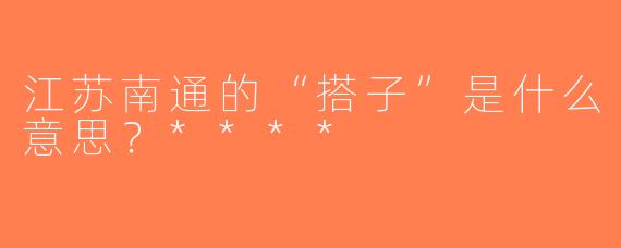 江苏南通的“搭子”是什么意思？****