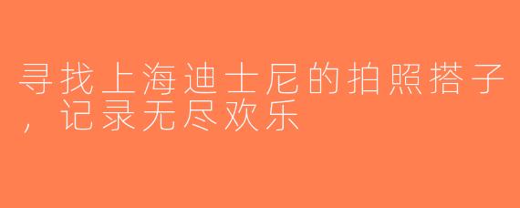 寻找上海迪士尼的拍照搭子，记录无尽欢乐