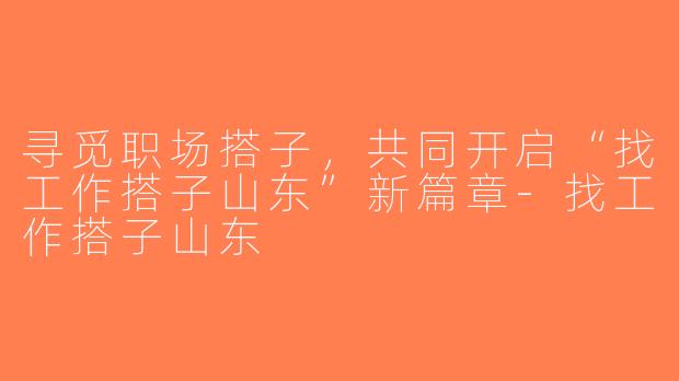 寻觅职场搭子，共同开启“找工作搭子山东”新篇章-找工作搭子山东