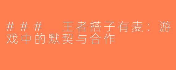 ### 王者搭子有麦：游戏中的默契与合作