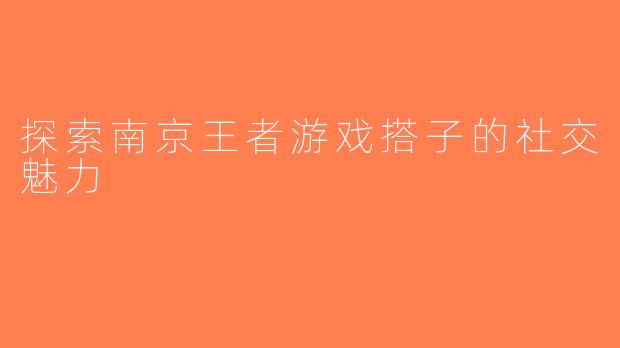 探索南京王者游戏搭子的社交魅力