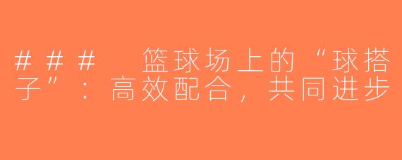### 篮球场上的“球搭子”：高效配合，共同进步