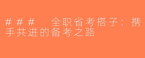 ### 全职省考搭子：携手共进的备考之路