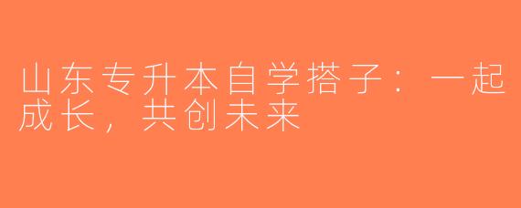 山东专升本自学搭子：一起成长，共创未来