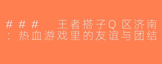 ### 王者搭子Q区济南：热血游戏里的友谊与团结
