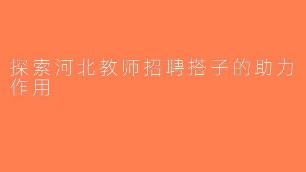 探索河北教师招聘搭子的助力作用