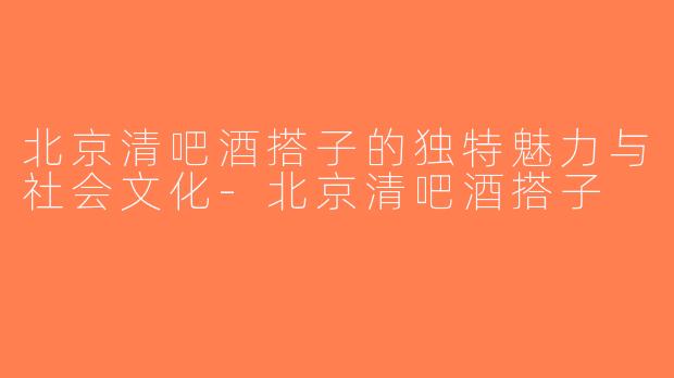 北京清吧酒搭子的独特魅力与社会文化-北京清吧酒搭子