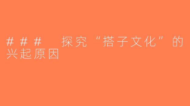 ### 探究“搭子文化”的兴起原因