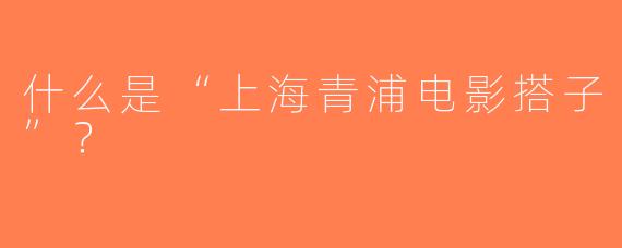 什么是“上海青浦电影搭子”？  