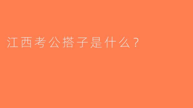 江西考公搭子是什么？