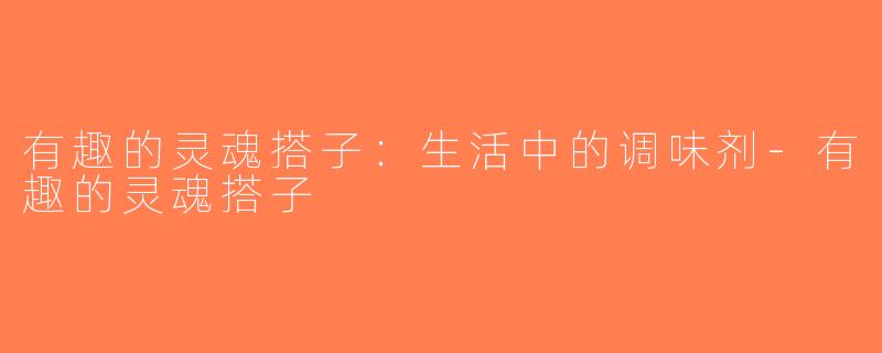 有趣的灵魂搭子：生活中的调味剂-有趣的灵魂搭子