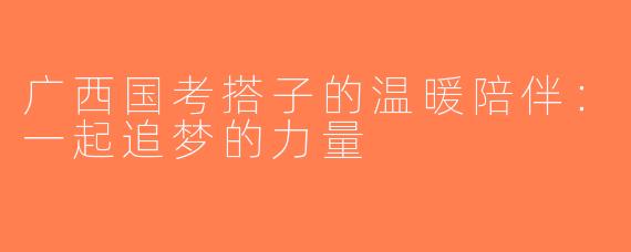 广西国考搭子的温暖陪伴：一起追梦的力量