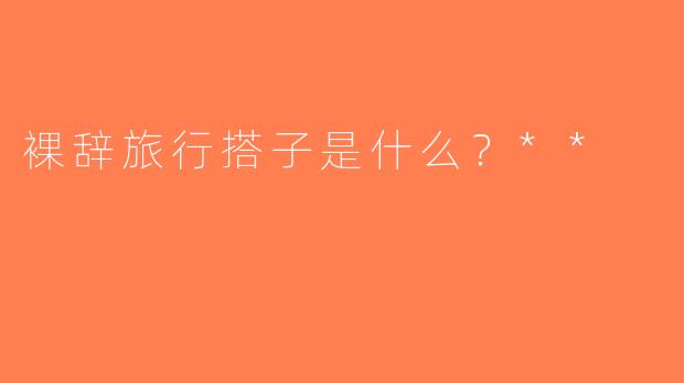 裸辞旅行搭子是什么？**