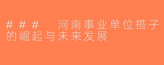 ### 河南事业单位搭子的崛起与未来发展