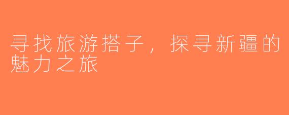 寻找旅游搭子，探寻新疆的魅力之旅