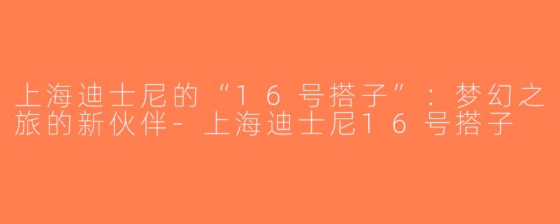 上海迪士尼的“16号搭子”：梦幻之旅的新伙伴-上海迪士尼16号搭子
