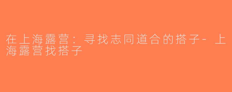 在上海露营：寻找志同道合的搭子-上海露营找搭子