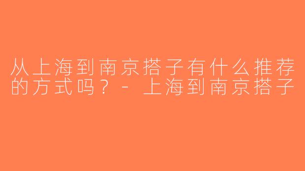 从上海到南京搭子有什么推荐的方式吗？-上海到南京搭子