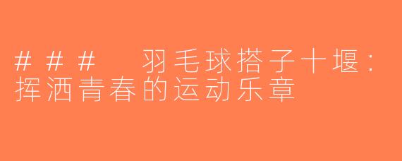 ### 羽毛球搭子十堰：挥洒青春的运动乐章