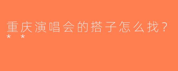 重庆演唱会的搭子怎么找？**
