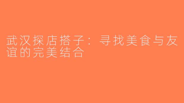 武汉探店搭子：寻找美食与友谊的完美结合