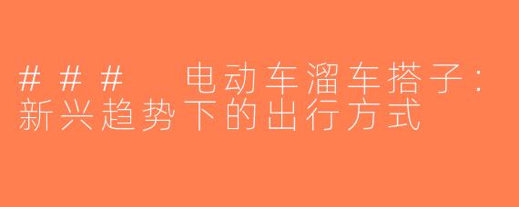 ### 电动车溜车搭子：新兴趋势下的出行方式
