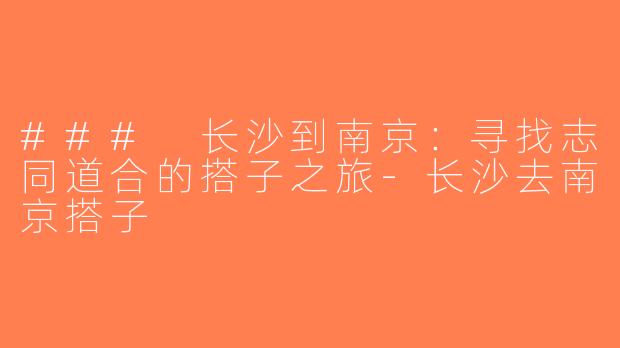 ### 长沙到南京：寻找志同道合的搭子之旅-长沙去南京搭子