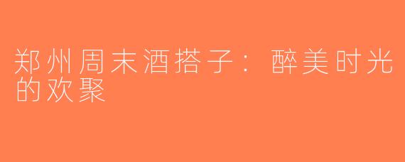郑州周末酒搭子：醉美时光的欢聚
