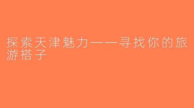 探索天津魅力——寻找你的旅游搭子