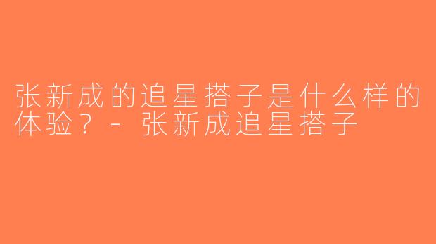 张新成的追星搭子是什么样的体验？-张新成追星搭子