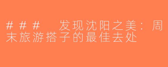### 发现沈阳之美：周末旅游搭子的最佳去处