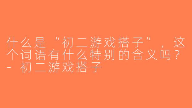 什么是“初二游戏搭子”，这个词语有什么特别的含义吗？-初二游戏搭子