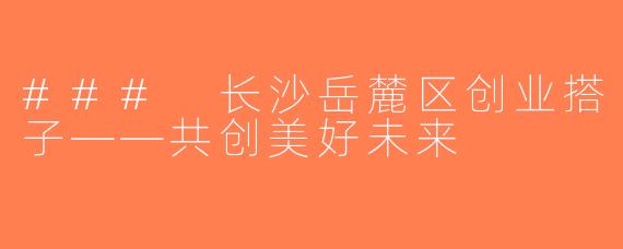 ### 长沙岳麓区创业搭子——共创美好未来