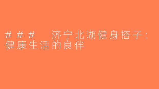 ### 济宁北湖健身搭子：健康生活的良伴