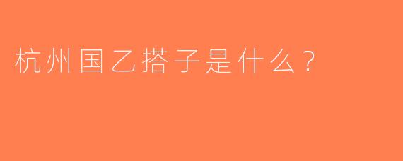 杭州国乙搭子是什么？