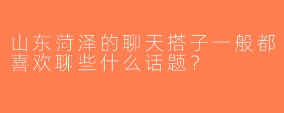 山东菏泽的聊天搭子一般都喜欢聊些什么话题？