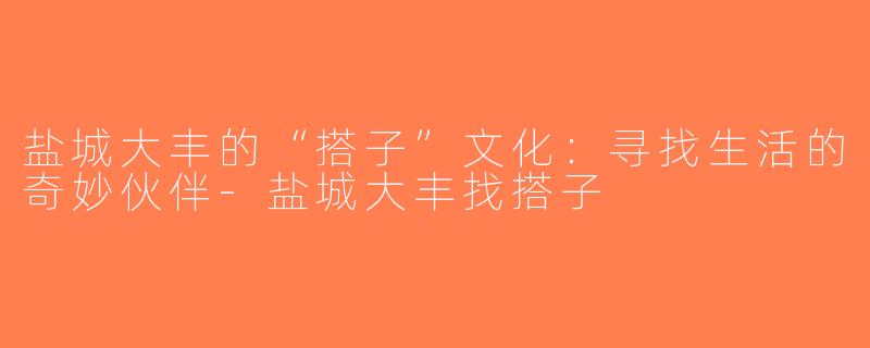 盐城大丰的“搭子”文化：寻找生活的奇妙伙伴-盐城大丰找搭子