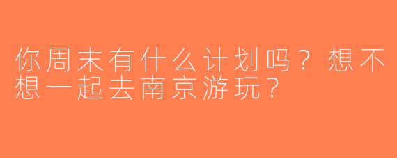 你周末有什么计划吗？想不想一起去南京游玩？