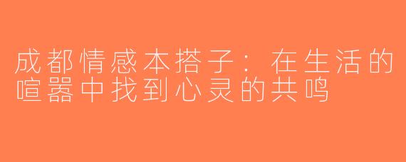 成都情感本搭子：在生活的喧嚣中找到心灵的共鸣