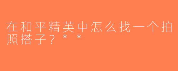 在和平精英中怎么找一个拍照搭子？**