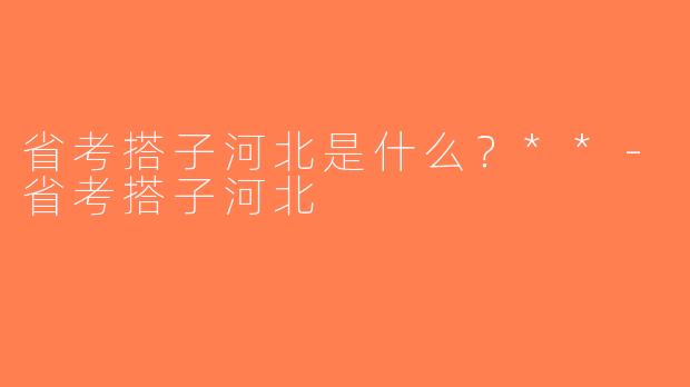 省考搭子河北是什么？**-省考搭子河北