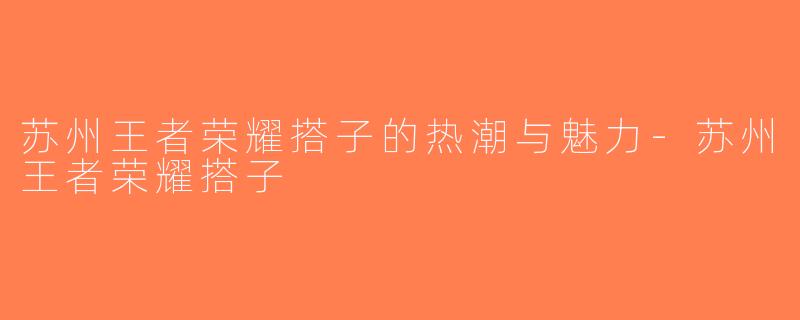 苏州王者荣耀搭子的热潮与魅力-苏州王者荣耀搭子