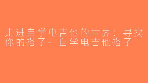 走进自学电吉他的世界：寻找你的搭子-自学电吉他搭子